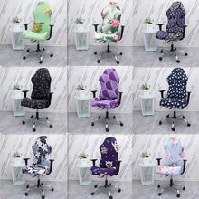 Load image into Gallery viewer, Office Computer Gaming Chair Covers Stretch Spandex Armchair Gamer Seat Cover Printed Household Racing Desk Rotating Slipcovers Soft Fit Universal Desk Rotating Chair Slipcovers, Removable Washable Anti-Dust Spandex Chair Protector Cover With Zipper
