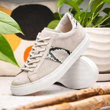 Load image into Gallery viewer, 66-100-GRY OLYMPIAS Genuine Python and Italian Sueded Goatskin, Grey
