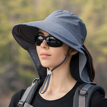 Load image into Gallery viewer, One Size Women Wide Large Sun Hat Bucket Hat Summer Outdoor Fishing Hiking UV Anti Neck Protection Shawl Wide Hat UV Sun Protection Safari Unisex Cap Ladies Hat Sport Summer Hat
