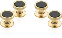 Load image into Gallery viewer, Onyx Studs in Gold Tone
