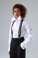 Load image into Gallery viewer, Sicily Lava Orange Floral Etna Patterned Silk Suspenders

