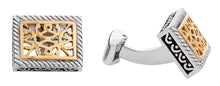 Load image into Gallery viewer, Ornate Two-Tone Stainless Steel Cufflinks
