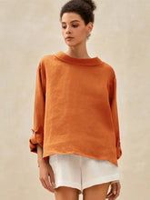 Load image into Gallery viewer, 100% Linen Draped Neck Top HOLLIS
