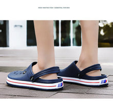 Load image into Gallery viewer, Outdoor Mens Sandals Clogs Summer Hole Shoes Rubber Men's Garden Shoes Black Beach Flat Sandals Slippers Work Summer Breathable Lightweight Quick Drying Sandals
