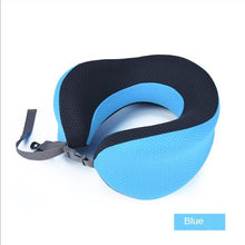 Load image into Gallery viewer, Outdoor Neck Support Pillow Headrest Travel Folding Slow Rebound Journey Trip Cushion Memory Foam Travel Pillow Neck Pillow, Ideal for Airplane Travel Comfortable Lightweight Improved Support Design Machine Washable Cover Must Have Travel Accessories
