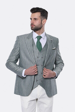Load image into Gallery viewer, Striped Green Men Suit - Wessi
