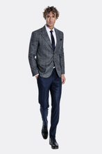 Load image into Gallery viewer, Checked Navy Blue Men Blazer - Wessi
