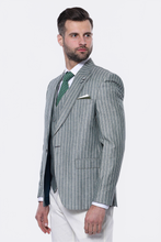 Load image into Gallery viewer, Striped Green Men Suit - Wessi
