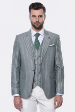 Load image into Gallery viewer, Striped Green Men Suit - Wessi
