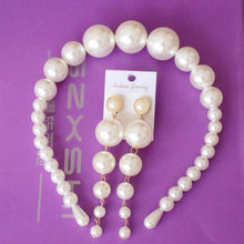 Load image into Gallery viewer, Oversize Large Ivory white Pearl Headband Full Pearl Women Hair Band Crown Trendy Bridal Headwear Gorgeous Hair Accessories For Women
