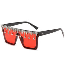 Load image into Gallery viewer, Oversize Square Crystal Sunglasses, Flat Top Oversized Sunglasses In Different Shades New Sun Wear Crystal Diamond Luxury Style Shades
