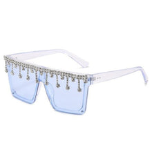 Load image into Gallery viewer, Oversize Square Crystal Sunglasses, Flat Top Oversized Sunglasses In Different Shades New Sun Wear Crystal Diamond Luxury Style Shades
