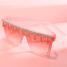 Load image into Gallery viewer, Oversize Square Crystal Sunglasses, Flat Top Oversized Sunglasses In Different Shades New Sun Wear Crystal Diamond Luxury Style Shades

