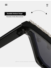 Load image into Gallery viewer, Oversize Square Crystal Sunglasses, Flat Top Oversized Sunglasses In Different Shades New Sun Wear Crystal Diamond Luxury Style Shades
