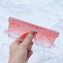 Load image into Gallery viewer, Oversize Square Crystal Sunglasses, Flat Top Oversized Sunglasses In Different Shades New Sun Wear Crystal Diamond Luxury Style Shades
