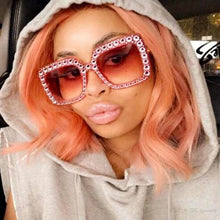 Load image into Gallery viewer, Oversized Sunglasses Square Diamond Sunglasses Women Retro Sunglasses Luxury &amp; Diamond Square Shape Sunglasses For Women Branded Attractive Any Size Crystal Sun Glasses For Ladies Gradient Classic Mirror &amp; Decent Shades
