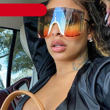 Load image into Gallery viewer, Oversized Women Blue &amp; Yellow Gradient Sunglasses  Fashionable Rimless In Metal For Female New Shades Personality Eyewear
