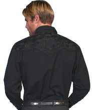 Load image into Gallery viewer, Scully Floral Tooled Embroidery - Men's Western Shirt (Jet Black)
