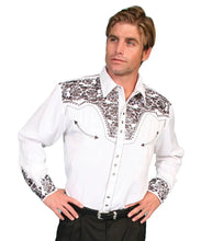Load image into Gallery viewer, Scully Floral Tooled Embroidery - Men's Western Shirt (Pewter)
