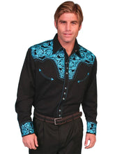 Load image into Gallery viewer, Scully Floral Tooled Embroidery - Men's Western Shirt
