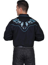Load image into Gallery viewer, Scully Two Tone Leaf Embroidery - Mens Western Shirt
