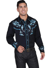 Load image into Gallery viewer, Scully Two Tone Leaf Embroidery - Mens Western Shirt
