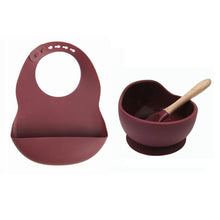 Load image into Gallery viewer, Colorful Silicone Feeding Set for Babies: Bib, Bowl, and Spoon
