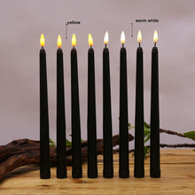 Load image into Gallery viewer, Pack of 6 Black LED Birthday Candles Flameless Taper Candles LED Taper Candles  Led Candle Lights Flickering Candles For Halloween Christmas Yellow/Warm White Plastic Flameless Flickering Battery Operated LED Halloween Candles
