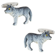 Load image into Gallery viewer, Painted Loan Wolf Cufflinks
