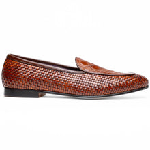 Load image into Gallery viewer, 11-620-CGN PALIO Genuine Crocodile and Calfskin Basketweave Slip On, Cognac

