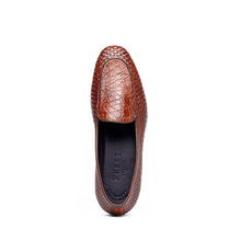 Load image into Gallery viewer, 11-620-CGN PALIO Genuine Crocodile and Calfskin Basketweave Slip On, Cognac
