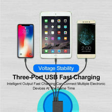 Load image into Gallery viewer, PBG Black 5-Port LED Wall Charger &amp; QC 3-in-1 Nylon Braided Fast Charging Cable
