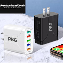 Load image into Gallery viewer, PBG 5 Port Wall Charger Charge 5 Devices at Once!

