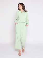Load image into Gallery viewer, Pearl Beaded Long Sleeve Cropped Top
