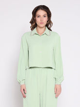 Load image into Gallery viewer, Pearl Beaded Long Sleeve Cropped Top
