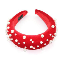 Load image into Gallery viewer, Pearl Headband Special Design Pearl Stone Velvet Hairbands Handmade Women Crown Sponge Thick Head Hoop for Girls Gorgeous Hair Accessories For Women
