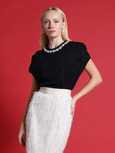 Load image into Gallery viewer, Pearl Work Round Neck Top
