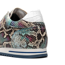 Load image into Gallery viewer, 65-215-BLU PERI Python Embossed Italian Calfskin Sneakers, Marine Blue
