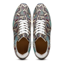 Load image into Gallery viewer, 65-215-BLU PERI Python Embossed Italian Calfskin Sneakers, Marine Blue
