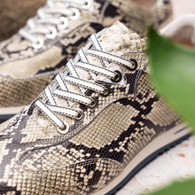 Load image into Gallery viewer, 65-215-WHT PERI Python Embossed Italian Calfskin Sneakers Black / White
