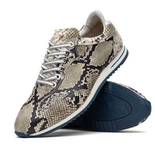 Load image into Gallery viewer, 65-215-WHT PERI Python Embossed Italian Calfskin Sneakers Black / White

