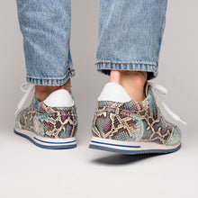 Load image into Gallery viewer, 65-215-BLU PERI Python Embossed Italian Calfskin Sneakers, Marine Blue
