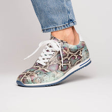 Load image into Gallery viewer, 65-215-BLU PERI Python Embossed Italian Calfskin Sneakers, Marine Blue
