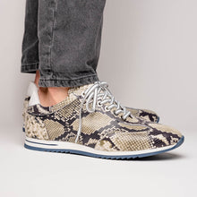 Load image into Gallery viewer, 65-215-WHT PERI Python Embossed Italian Calfskin Sneakers Black / White
