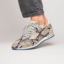 Load image into Gallery viewer, 65-215-WHT PERI Python Embossed Italian Calfskin Sneakers Black / White
