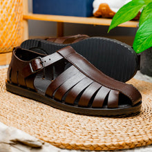 Load image into Gallery viewer, 05-110-BRN PESCA Calfskin Strap-On Sandal, Brown
