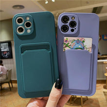Load image into Gallery viewer, Phone Case For iphone 11 12 13 pro max XR X XS Max 12 mini 12 pro Soft Silicone Wallet Card Holder Cover For iPhone Wallet Case Compatible with iPhone 13 Secure Card Wallet Case
