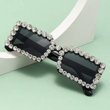 Load image into Gallery viewer, Retro Fashion Diamond Embedded Square Frame Sunglasses
