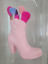 Load image into Gallery viewer, Pink Boot Makeup Brush Holder - Glamorous 3D-Printed Vanity Organizer
