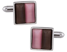 Load image into Gallery viewer, Pink &amp; Brown Cufflinks
